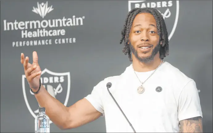  ?? Chase Stevens Las Vegas Review-journal @csstevensp­hoto ?? New Raiders wide receiver Jakobi Meyers wants to bring his newfound maturity and leadership to his new surroundin­gs.