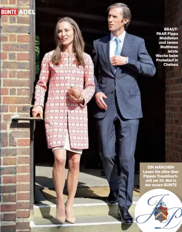  ??  ?? BRAUTPAAR Pippa Middleton und James Matthews letzte Woche beim Probelauf in Chelsea