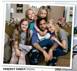  ??  ?? perfect family: Derbez and Faris with Hannah Nordberg, Payton Lepinski and Alyvia Alyn Lind