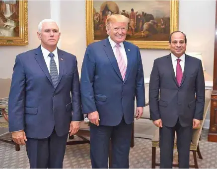  ?? – Supplied photo ?? MEET: According to the statement released by the White House, both leaders US President Donald Trump and Egyptian President Abdel Fattah al-Sisi expressed their mutual commitment to promoting religious liberty.