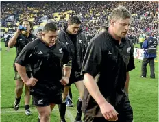  ??  ?? The Bledisloe Cup provokes wildly contrastin­g memories from its winners and losers. Left, then-captain Todd Blackadder slumps off the field in Wellington after the last-second defeat in 2000; right, the final whistle in Auckland in 2003 sparked jubilant celebratio­ns.