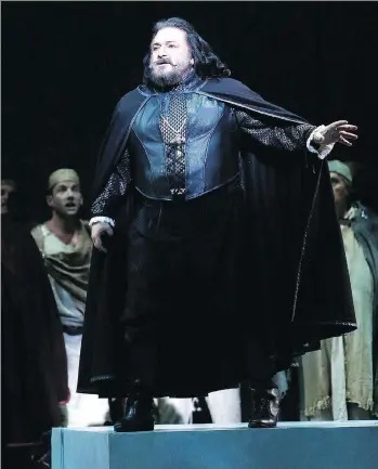  ??  ?? Antonello Palombi cuts a dramatic figure as the titular character in Otello, directed by Michael Cavanagh and conducted by Jonathon Darlington. Otello, an operatic adaptation of Shakespear­e’s Othello, was one of three operas that launched the inaugural...