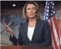  ?? ALEX WONG/GETTY IMAGES ?? House Minority Leader Nancy Pelosi said Congress “must ensure the Congress has a climate of dignity and respect with zero tolerance for sexual harassment.”