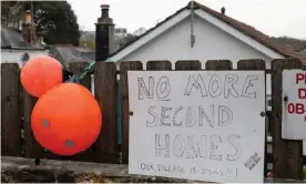  ??  ?? A sign in St Agnes, Cornwall. Photograph: Jonny Weeks/The Guardian