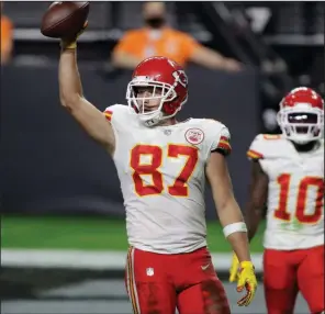  ?? (AP/Isaac Brekken) ?? Kansas City Chiefs tight end Travis Kelce may play the role of a happy-go-lucky type off the field, but he has evolved into one of the NFL’s best prepared offensive weapons.