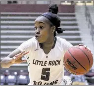  ?? Arkansas Democrat-Gazette/BENJAMIN KRAIN ?? Freshman guard Tori Lasker was recruited by UALR and Arkansas State before choosing the Trojans. “I wanted to play for a winning team,” she said. “So, I chose [UALR Coach] Joe Foley.”