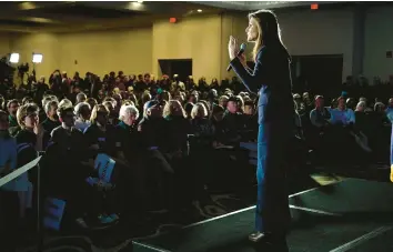  ?? RUTH FREMSON/THE NEW YORK TIMES ?? Republican presidenti­al candidate Nikki Haley campaigns Jan. 19 in Manchester, N.H.