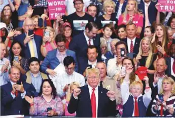  ?? Bloomberg ?? President Donald Trump at a rally in Nashville, Tennessee. Trump is seeking to build a stable of Republican­s who will promote his agenda in Congress.
