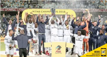  ?? LEON LESTRADE African News Agency (ANA ) ?? CAPE Town City celebrate after winning their first MTN8 title, defeating defending champions SuperSport United 4-1 on penalties on Saturday evening. |