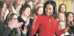  ?? AP ?? Michelle Obama addressed high school counselors at the White House, Friday.