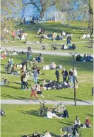  ?? Photo / AP ?? People gather in a park in Stockholm, Sweden.