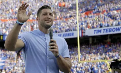  ??  ?? Tim Tebow’s last significan­t NFL experience came in 2012 with the New York Jets. Photograph: John Raoux/AP