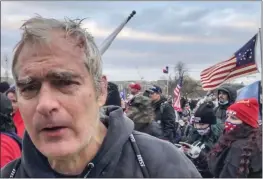  ?? BEN FOX — THE ASSOCIATED PRESS ?? This image from video shows Vincent Gillespie on the grounds of the U.S. Capitol in Washington, where prosecutor­s say he was among a rioting mob trying to gain control of the building from the federal government.