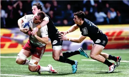  ?? Photograph: James Marsh/Shuttersto­ck ?? Alex Dombrandt of Harlequins scores their third try as they came from behind to beat Racing 92.