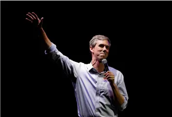  ??  ?? In this 2018 file photo, U.S. Rep. Beto O’Rourke, the 2018 Democratic Candidate for U.S. Senate in Texas, makes his concession speech at his election night party in El Paso, Texas.