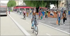  ??  ?? Les vélos auront droit à une piste à double sens et protégée.