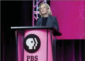  ?? PHOTO BY WILLY SANJUAN — INVISION — AP, FILE ?? In this Jan. 15 photo, President and CEO Paula Kerger speaks at the PBS’s Executive Session at the 2017 Television Critics Associatio­n press tour in Pasadena, Calif. President Donald Trump’s 2018 budget proposal plans to kill funding for the...