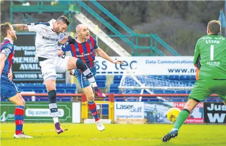  ??  ?? Marcus Haber put Dundee ahead against ICT but, despite adding another goal, the Dark Blues failed to win.