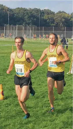  ??  ?? ●●Jack Morris (left) and Jack Martin (Manchester CC league) Stockport Athletics