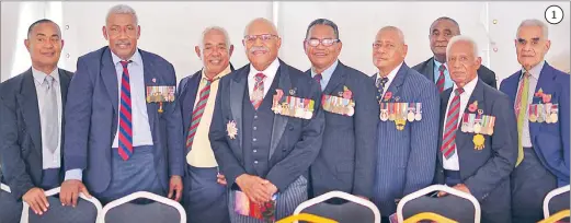  ?? Picture: JOVESA NAISUA ?? 1. Opposition Leader Sitiveni Rabuka (fourth from left) with former servicemen at the Remembranc­e Day service. 1