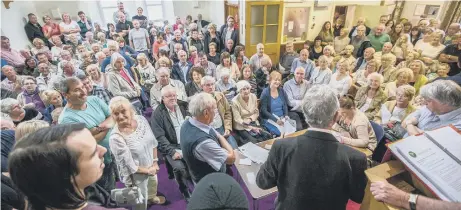  ??  ?? Residents campaignin­g to save West Park attend a public meeting at Middle Herrington Methodist Church