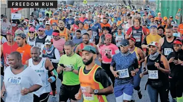  ?? | AYANDA NDAMANE African News Agency (ANA) ?? HUNDREDS of runners from across the province and their supporters descended on Langa to participat­e in the first street Run for Freedom to celebrate Freedom Day. See page 6.