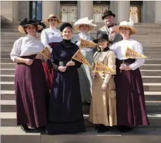  ?? Special to The Saline Courier ?? Arkansas women held a suffrage reenactmen­t in 2017, commemorat­ing the struggles women went through a hundred years ago for their right to vote at the Arkansas State Capitol.