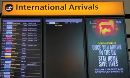  ??  ?? A flight informatio­n screen at Heathrow airport in London on 10 May. Photograph: Toby Melville/Reuters