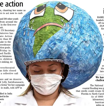  ??  ?? EARTH is now a sad planet as this young activist wants to depict during the “Friday for the planet” global demo against climate change in Colombia.