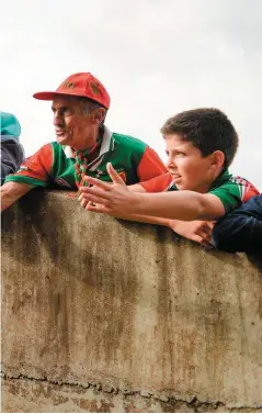  ??  ?? Unfinished­business: James Horan greets Mayo fans as he makes his way on to the Gaelic Grounds pitch ahead of the 2014 All-Ireland semi-final replay