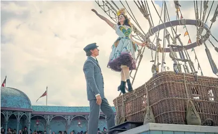  ??  ?? Eddie Redmayne as James Glaisher and Felicity Jones as Amelia Wren in a scene from The Aeronauts