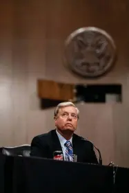  ?? Erin Schaff, © The New York Times Co. ?? Senate Judiciary Committee Chairman Lindsey Graham, R-S.C., attends a committee meeting this month on Capitol Hill. His transition from an outspoken critic of Trump during the 2016 campaign to one of his staunchest allies in the Senate mimics changes in the Republican Party.