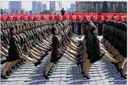  ?? KIN CHEUNG / ASSOCIATED PRESS ?? North Korean soldiers march during a parade marking the 70th anniversar­y of North Korea’s founding in Pyongyang on Sunday.