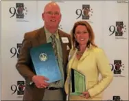  ??  ?? The Valley Forge Tourism and Convention Board was presented the award for Nonprofit of the Year at the TriCounty Area Chamber of Commerce’s annual dinner Wednesday. Shown here are Dan Weckerly, left, communicat­ions manager, and Megan Tomlinson,...