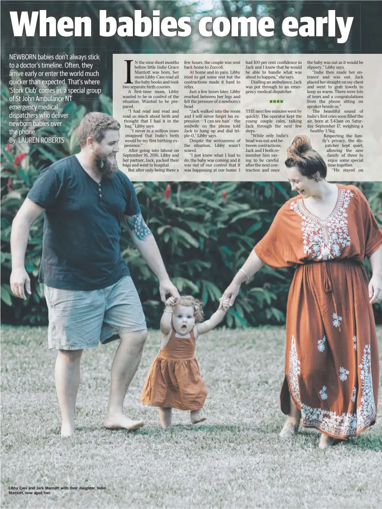  ??  ?? Libby Cass and Jack Marriott with their daughter, Indie Marriott, now aged two