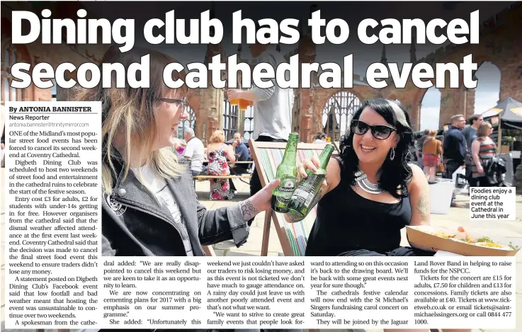  ??  ?? Foodies enjoy a dining club event at the Cathedral in June this year