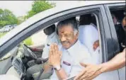  ?? PTI PHOTO ?? Tamil Nadu deputy chief minister O Panneersel­vam leaves the Trichy Airport on Wednesday.