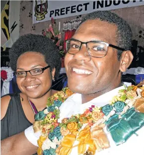  ?? Photo: Ronald Kumar ?? Marist Brothers' High School head prefect Christophe­r Minimbi with his sister Yuanna Minimbi at the prefect induction on February 9, 2018.