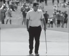  ?? ASSOCIATED PRESS ?? PATRICK REED approaches a green during the Northern Trust tournament at Liberty National Golf Course, Saturday in Jersey City, N.J.