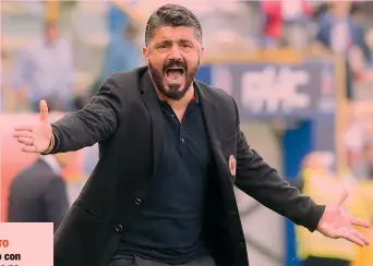  ?? ANSA ?? Rino Gattuso, 40 anni, allena il Milan da fine novembre dopo l’esonero di Montella