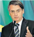  ??  ?? Brazil’s president Jair Bolsonaro who said the Holocaust’s crimes can be ‘forgiven’