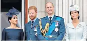  ??  ?? Great divide: Prince Harry and Meghan with Prince William and Kate in July 2018 on balcony of Buckingham Palace