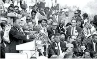  ?? The Associated Press ?? In this Aug. 28, 1963, file photo, the Rev. Dr. Martin Luther King Jr., head of the Southern Christian Leadership Conference, speaks to thousands during his “I Have a Dream” speech in front of the Lincoln Memorial for the March on Washington for Jobs and Freedom in Washington.