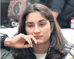  ?? AFP ?? Indian wrestler Vinesh Phogat takes part in an ongoing protest against the Wrestling Federation of India, in New Delhi yesterday.