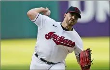  ?? TONY DEJAK — THE ASSOCIATED PRESS ?? Indians starting pitcher Aaron Civale delivers in the first inning against the Twins, Sept. 7, in Cleveland.