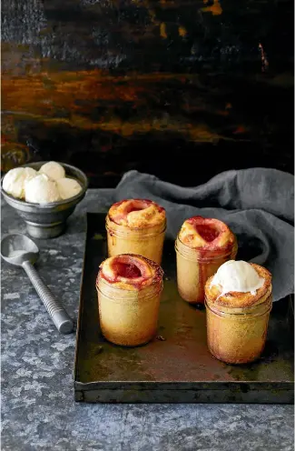  ??  ?? Jam jar fruit pies. Recipes &amp; styling: Bernadette Hogg Photograph­s: Manja Wachsmuth