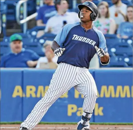  ??  ?? Chirs Gittens has started to swing a hot bat in the last week for the Thunder. (John Blaine/ File Photo/ For The Trentonian)