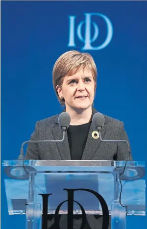  ??  ?? NICOLA STURGEON: First Minister had a clear message on hard Brexit for the Institute of Directors yesterday.