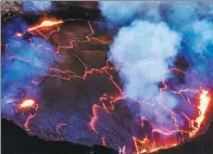  ??  ?? From left: A photo of the Puu Oo vent on the Big Island, Hawaii, taken by Liu Xiaoxiao; a view of the sunrise from a mountain top in Tibet and the peak of Mount Nochma in Sichuan province, both captured by Li Heng.