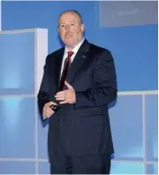  ??  ?? Microsoft Corporatio­n chief operating officer Kevin Turner addresses the Microsoft Executive Forum in Bengaluru on Tuesday.